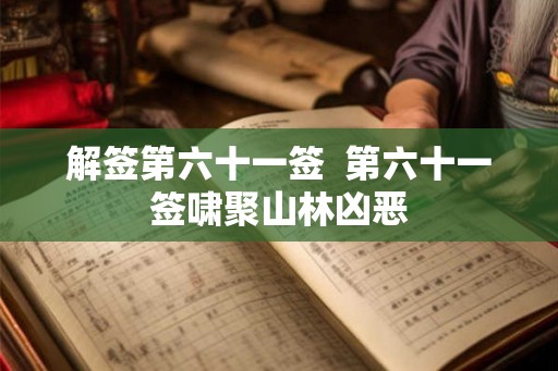 解签第六十一签  第六十一签啸聚山林凶恶