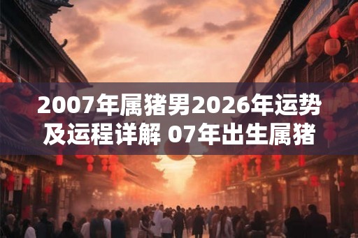 2007年属猪男2026年运势及运程详解 07年出生属猪人2026全年每月运势男性