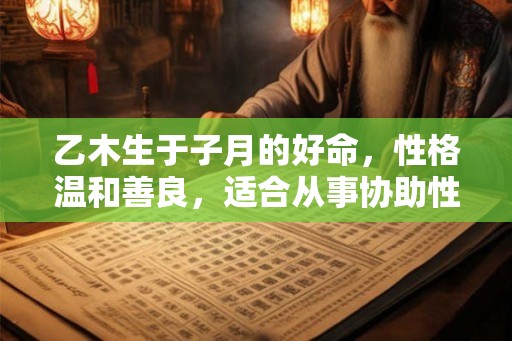 乙木生于子月的好命，性格温和善良，适合从事协助性工作