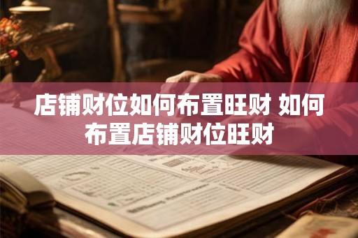 店铺财位如何布置旺财 如何布置店铺财位旺财