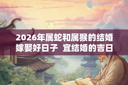 2026年属蛇和属猴的结婚嫁娶好日子  宜结婚的吉日