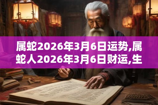 属蛇2026年3月6日运势,属蛇人2026年3月6日财运,生肖蛇2026年3月6日运势