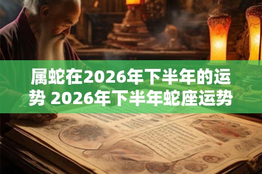 属蛇在2026年下半年的运势 2026年下半年蛇座运势如何