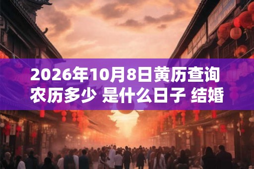 2026年10月8日黄历查询 农历多少 是什么日子 结婚吉时 2026年10月8日黄历查询 农历多少 是什么日子 结婚吉时