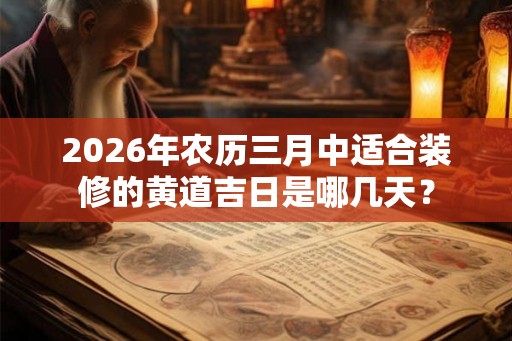 2026年农历三月中适合装修的黄道吉日是哪几天？
