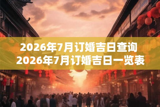 2026年7月订婚吉日查询 2026年7月订婚吉日一览表