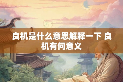 良机是什么意思解释一下 良机有何意义