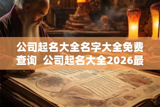 公司起名大全名字大全免费查询 公司起名大全2026最新版的免费 公司起名大全名字大全免费查询 公司起名大全2026最新版的免费