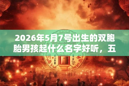 2026年5月7号出生的双胞胎男孩起什么名字好听，五行属什么