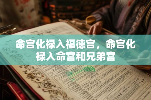命宫化禄入福德宫，命宫化禄入命宫和兄弟宫