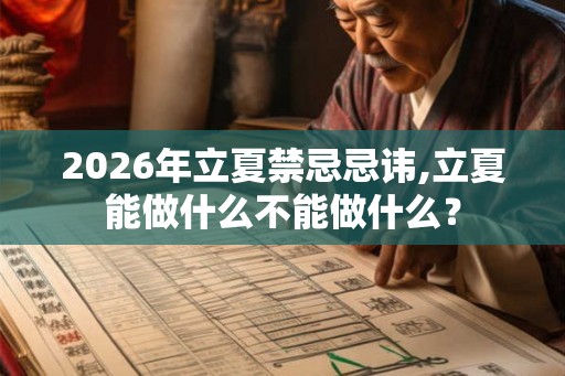 2026年立夏禁忌忌讳,立夏能做什么不能做什么？