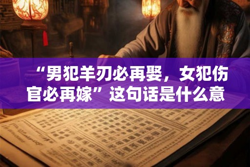 “男犯羊刃必再娶,女犯伤官必再嫁”这句话是什么意思? “男犯羊刃必再娶,女犯伤官必再嫁”这句话是什么意思?