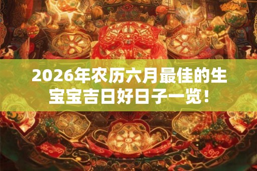 2026年农历六月最佳的生宝宝吉日好日子一览! 2026年农历六月最佳的生宝宝吉日好日子一览!