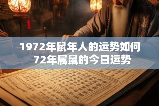1972年鼠年人的运势如何  72年属鼠的今日运势