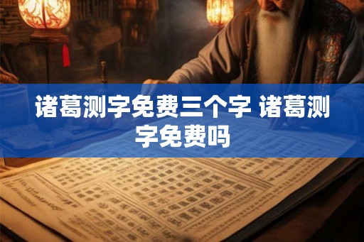 诸葛测字免费三个字 诸葛测字免费吗