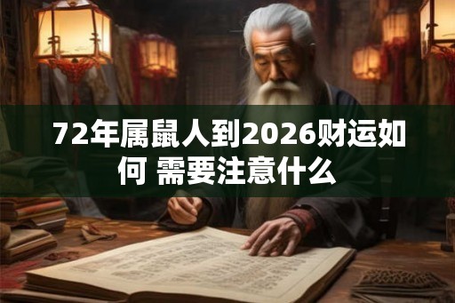 72年属鼠人到2026财运如何 需要注意什么