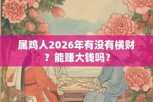 属鸡人2026年有没有横财?能赚大钱吗? 属鸡人2026年有没有横财?能赚大钱吗?