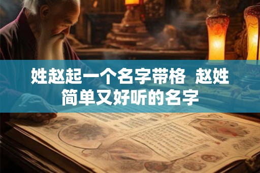 姓赵起一个名字带格  赵姓简单又好听的名字