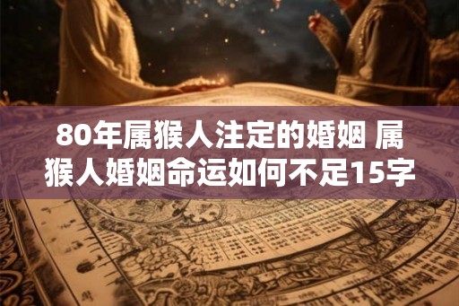 80年属猴人注定的婚姻 属猴人婚姻命运如何不足15字