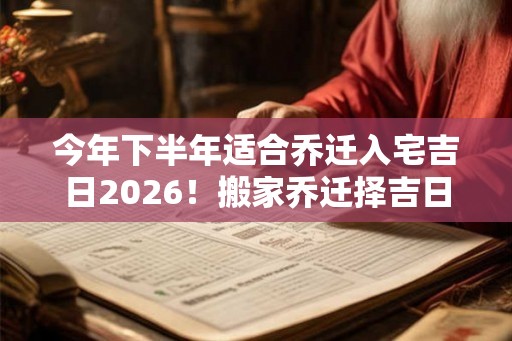 今年下半年适合乔迁入宅吉日2026！搬家乔迁择吉日怎么选日子