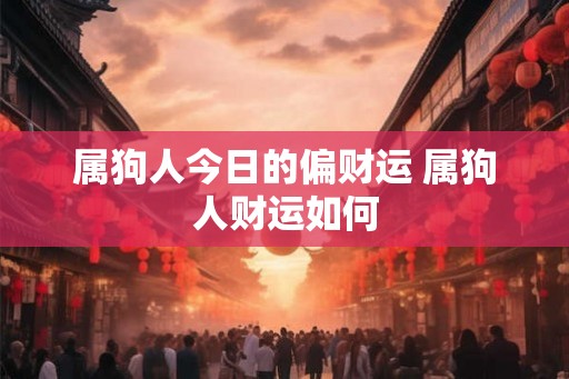 属狗人今日的偏财运 属狗人财运如何