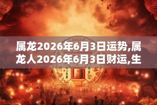 属龙2026年6月3日运势,属龙人2026年6月3日财运,生肖龙2026年6月3日运势