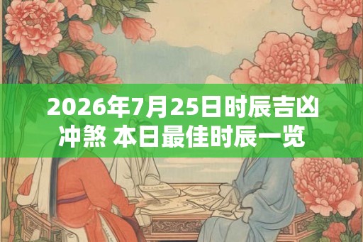 2026年7月25日时辰吉凶冲煞 本日最佳时辰一览
