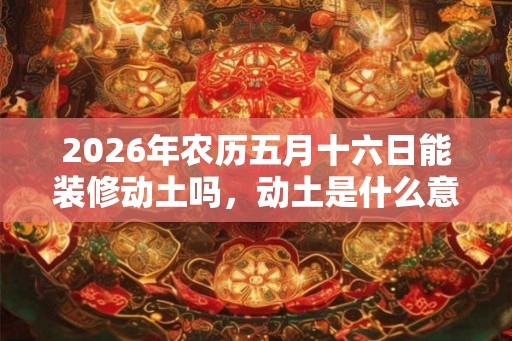 2026年农历五月十六日能装修动土吗，动土是什么意思？