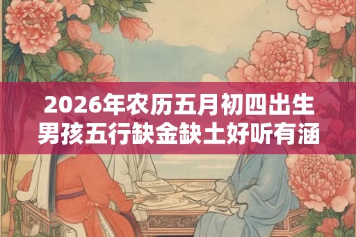 2026年农历五月初四出生男孩五行缺金缺土好听有涵养起名大全