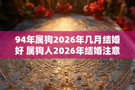 94年属狗2026年几月结婚好 属狗人2026年结婚注意事项