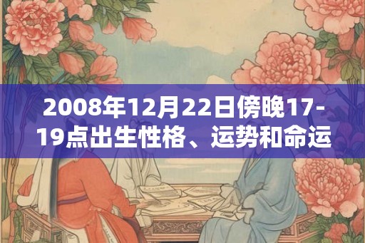 2008年12月22日傍晚17-19点出生性格、运势和命运