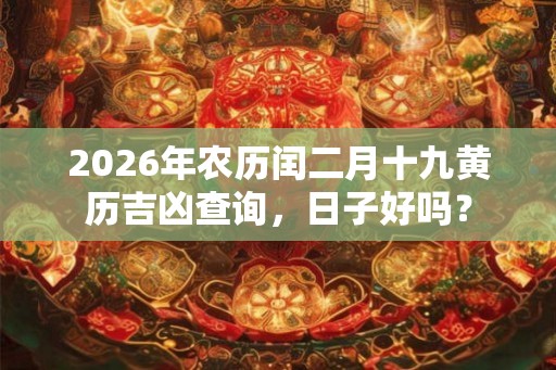 2026年农历闰二月十九黄历吉凶查询,日子好吗? 2026年农历闰二月十九黄历吉凶查询,日子好吗?