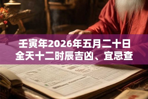 壬寅年2026年五月二十日全天十二时辰吉凶、宜忌查询