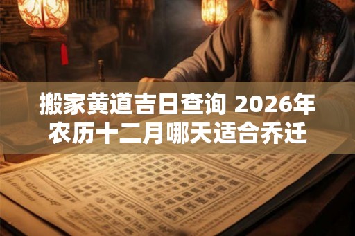 搬家黄道吉日查询 2026年农历十二月哪天适合乔迁