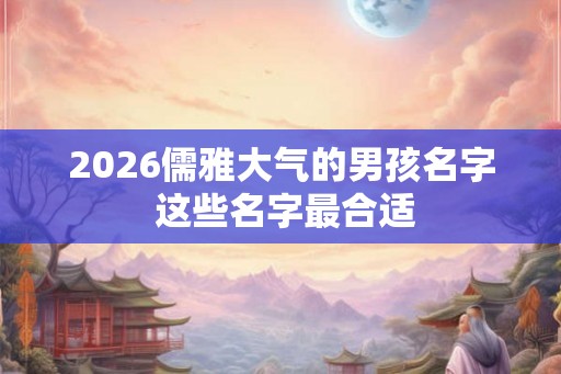 2026儒雅大气的男孩名字 这些名字最合适