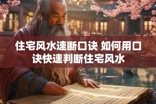 住宅风水速断口诀 如何用口诀快速判断住宅风水 住宅风水速断口诀 如何用口诀快速判断住宅风水