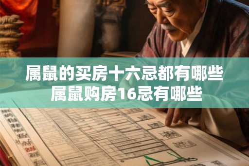属鼠的买房十六忌都有哪些 属鼠购房16忌有哪些