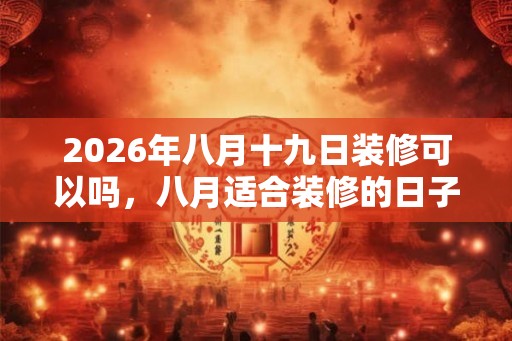 2026年八月十九日装修可以吗，八月适合装修的日子有哪些？
