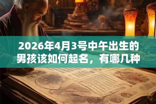 2026年4月3号中午出生的男孩该如何起名，有哪几种方法？