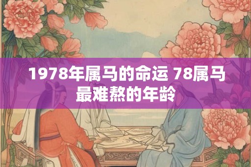 1978年属马的命运 78属马最难熬的年龄