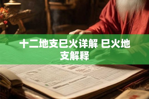 十二地支巳火详解 巳火地支解释