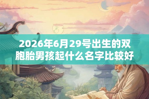 2026年6月29号出生的双胞胎男孩起什么名字比较好，五行属什么