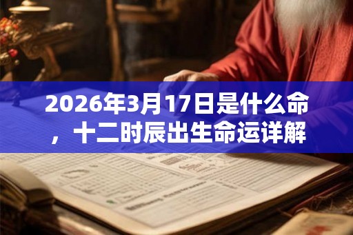 2026年3月17日是什么命，十二时辰出生命运详解