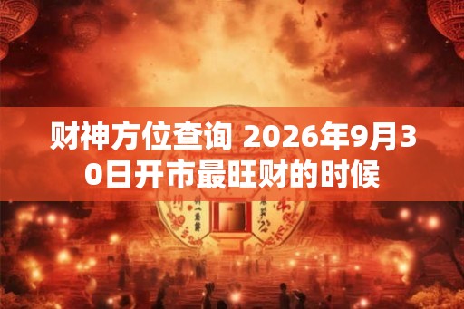 财神方位查询 2026年9月30日开市最旺财的时候