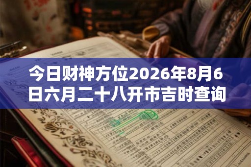 今日财神方位2026年8月6日六月二十八开市吉时查询