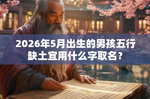 2026年5月出生的男孩五行缺土宜用什么字取名？