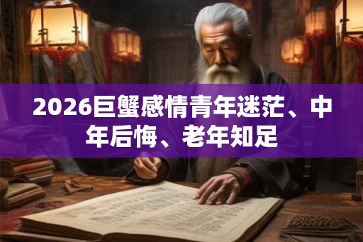 2026巨蟹感情青年迷茫、中年后悔、老年知足