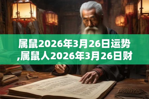 属鼠2026年3月26日运势,属鼠人2026年3月26日财运,生肖鼠2026年3月26日运势