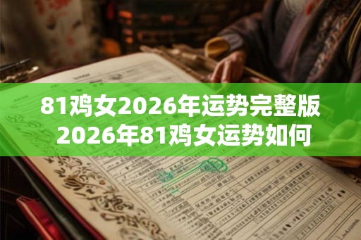 81鸡女2026年运势完整版 2026年81鸡女运势如何