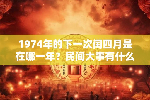 1974年的下一次闰四月是在哪一年？民间大事有什么？